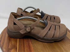 Dansko Brown Leather Textured Mary Jane Fisherman Shoes Size 38 EU 7.5 8 US picture