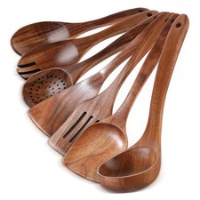 GianAbor Teak Wood Kitchen Utensils Set, 7 Pieces picture