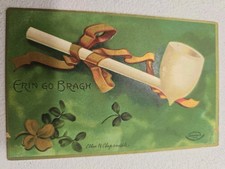 1908 Artist Signed Clapsaddle St Patrick's Day Postcard ERIN GO BRAGHPipe UNP picture