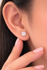 GIA 3.00Ct Round Cut Natural Diamond Stud Earrings In 14K White Gold Pair picture