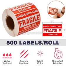 500 Fragile Stickers 2x3 Fragile Labels Sticker Handle With Care Mailing Label picture