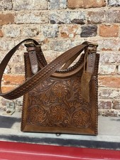 Vilenca Holland Handcrafted Hand Tooled Leather Shoulder Bag Floral Boho Handbag picture