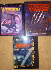 Werewolf the Apocalypse rpg game hard cover book soft cover book and storyteller picture