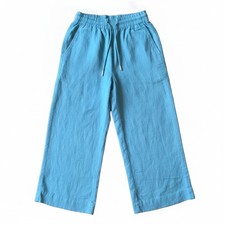 Quince European Linen Wide Leg Pants M Mineral Blue Drawstring Elastic Waist picture