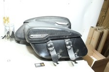 #2 99-08 Harley Road King OEM Hard Leather Saddlebag Set Pair Basket Weave picture