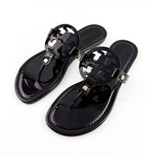 Tory Burch Miller Women's Leather Thong Sandals Coconut Logo Cutout Flat Flip Fl picture