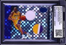 Pop 1 2006 Bowman Power Brokers Blue Kobe Bryant DUAL PATCH /4 PBDP-KB CGC Auth picture
