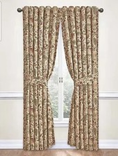 Waverly IMPERIAL DRESS Curtain Panel Farmhouse ANTIQUE Floral Red Beige picture