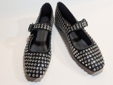 Sam Edelman Black Studded Rhinestone Mary Jane Flats Buckle Shoes Women’s Size 6 picture