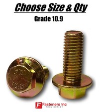 (All Sizes & Qty's) Grade 10.9 Metric Flange Bolts Yellow Zinc Hardened picture