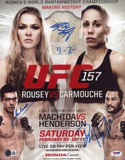 Ronda Rousey Dan Henderson Lyoto Machida Signed UFC 157 11x14 Photo PSA/DNA COA picture