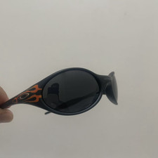 Retro Oakley Eye Jacket Red Fire Sunglasses Black Frames Black Lenses Y2K picture