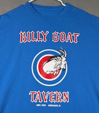 Billy Goat Tavern Mens XL Blue Graphic T Shirt Chicago Cubs Curse History picture
