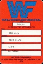Original WWF WRESTLEMANIA IV 1988 Unlimited Access Employee Ring Crew Staff Pass picture