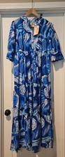 RARE NWT Farm Rio x Anthropologie dress, size large, blue and white floral print picture
