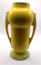 Very Rare Roseville Orian Yellow 1935 Vintage Pottery Ceramic Handled Vase 733 picture