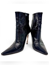 Vintage Gucci Tom Ford Era Bamboo Heel Black Leather Ankle Boots 9B picture