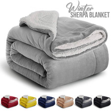 Large Sherpa Fleece Blanket 400 Gsm Super Soft Reversible Warm Sofa Bed Throws picture
