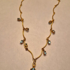 14k Yellow Gold Bar Link Chain Necklace 16