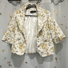 sheng fan D.s Women’s XL Floral Cotton Cropped Jacket Button Front 3/4 Sleeve picture