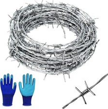 Barbed Wire 50 FT Roll + Gloves 16 Ga STRONG | 4-Point | 5