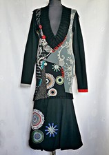 AUTHENTIC DESIGUAL POP ART EMBROIDERY LOGO WOMENS DRESS SIZE US 12 EU 40 L picture