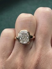 4 CT Elongated Cushion F/VS1 Lab Grown Diamond Engagement Ring 14k Yellow Gold picture