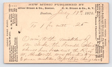 1875 Oliver Ditson & Co Postal Card Boston MA Sheet Music Advertising picture