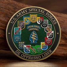 U.S. Army Special Forces Challenge Coin Green Berets De Oppresso Liber Airborne picture