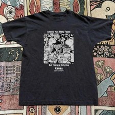 Xanax Anxiety Has Many Faces Graphic Tee Unisex 2XL Black Streetwear Y2K Shirt picture