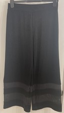 Chico's Travelers Mesh Trim Crop Pants Black Pull On Size 0=4/6 NWT picture