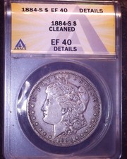 1884-S Morgan Silver Dollar, EF 40 ANACS cleaned, Tough Date, picture