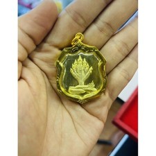 Naga 7 Heads Gold Micron Pendant Srisuttho Coin Dragon Talisman Thai Amulet picture