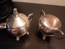 Vintage F.B. Roger's Silver Co. Silver Plated Creamer And Sugar Bowl picture