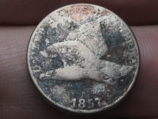 1857 Flying Eagle Penny One Cent- Good/VG Details picture