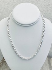 Solid 925 Sterling Silver Italian Rope Chain Mens Necklace 6.5mm Diamond Cut picture
