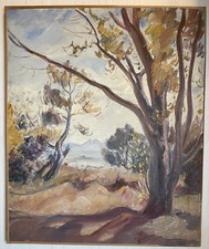Landscape Raymond Feuillatte view Boukornine Tunis Tunisia Orientalist painting picture