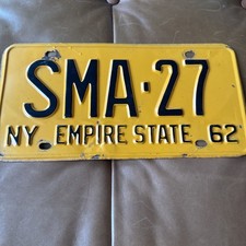 Vintage 1962 New York Justice of The Peace License Plate State Magistrate # 27 picture