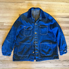 1960’s Wranglers Men's Blue Chore Jacket  Button Front Wool Lined Pockets picture
