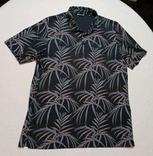 TravisMathew Buzz Words Men XXL Black Palm Leaf Tropical Golf Polo Shirt 1MY108 picture