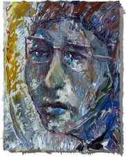 OIL PAINTING█UNIQUE EXPRESSIONISt ART█SIGNED OUTSIDER█ORIGINAL █PORTRAIT POP MAN picture