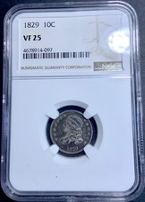 1829 SCARCE Capped Bust Dime NGC VF 25 - Dark Fields  Great Shading - MUST SEE picture