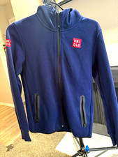 RARE Uniqlo Tennis Men's Navy Full Zip Hoodie XS High Neck Pockets Logo picture