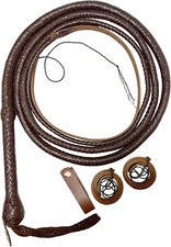 Kangaroo Hide Leather Bullwhip – 4ft to 16ft, 16 Plait Indiana Jones Style picture