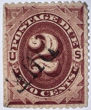 Travelstamps: 1884-1889 US Stamps Scott # J16 2c Postage Due, Used, Ng picture