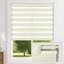 LazBlinds No-Drill Cordless Zebra Blinds Light Filtering & Room Darkening 35