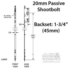 Amesbury Passive P2000 Multipont Lock Lower Shootbolt Assembly 20mm Faceplate picture