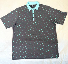 FootJoy Men's XL Gray/Blue Floral Short Sleeve Golf Polo Embroidered golf club picture