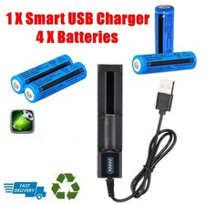 4Pcs 3000mAh 18650 Rechargeable Batteries + 1Pc USB Charger Set For Flashlights picture