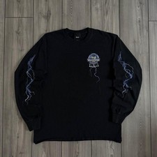 HUF Worldwide x PBR Spell Out Logo Lightning Y2K Skate Graphic Long Sleeve picture
